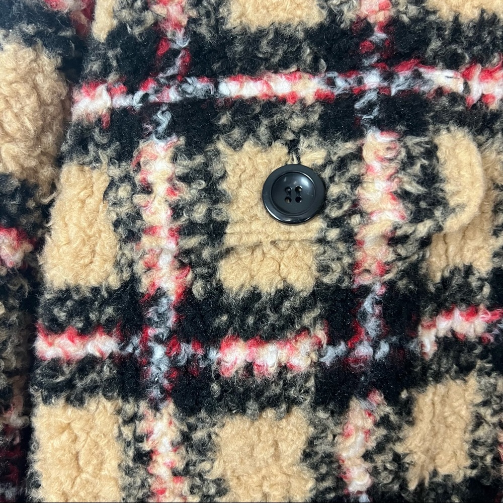 NWT Stand Studio Sabi plaid checkered faux shearling teddy oversized jacket 6 - Picture 4 of 8